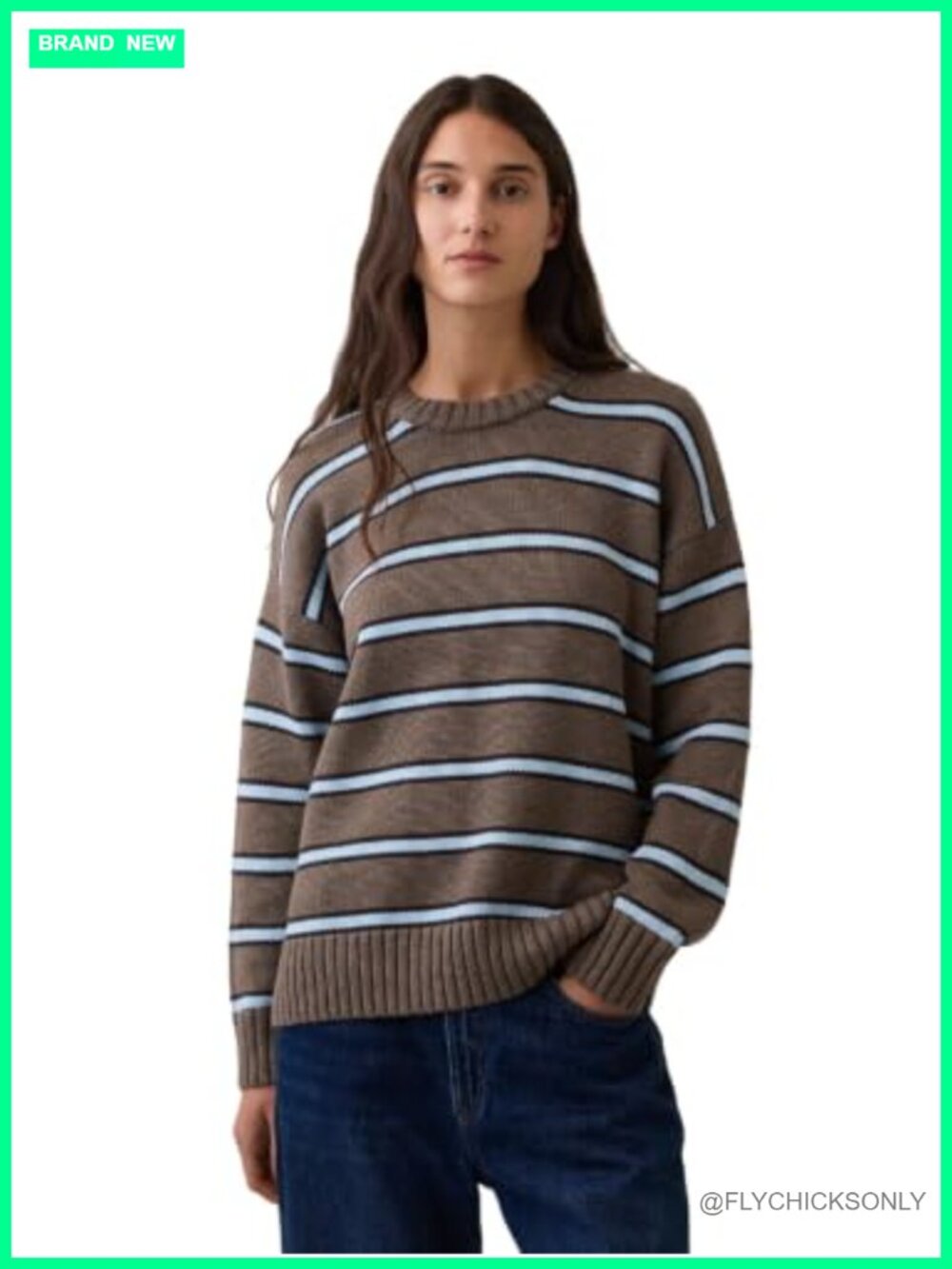 Oversized Boyfriend Crewneck Pullover Sweater Ribbed Knit